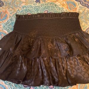 black leopard satin skirt